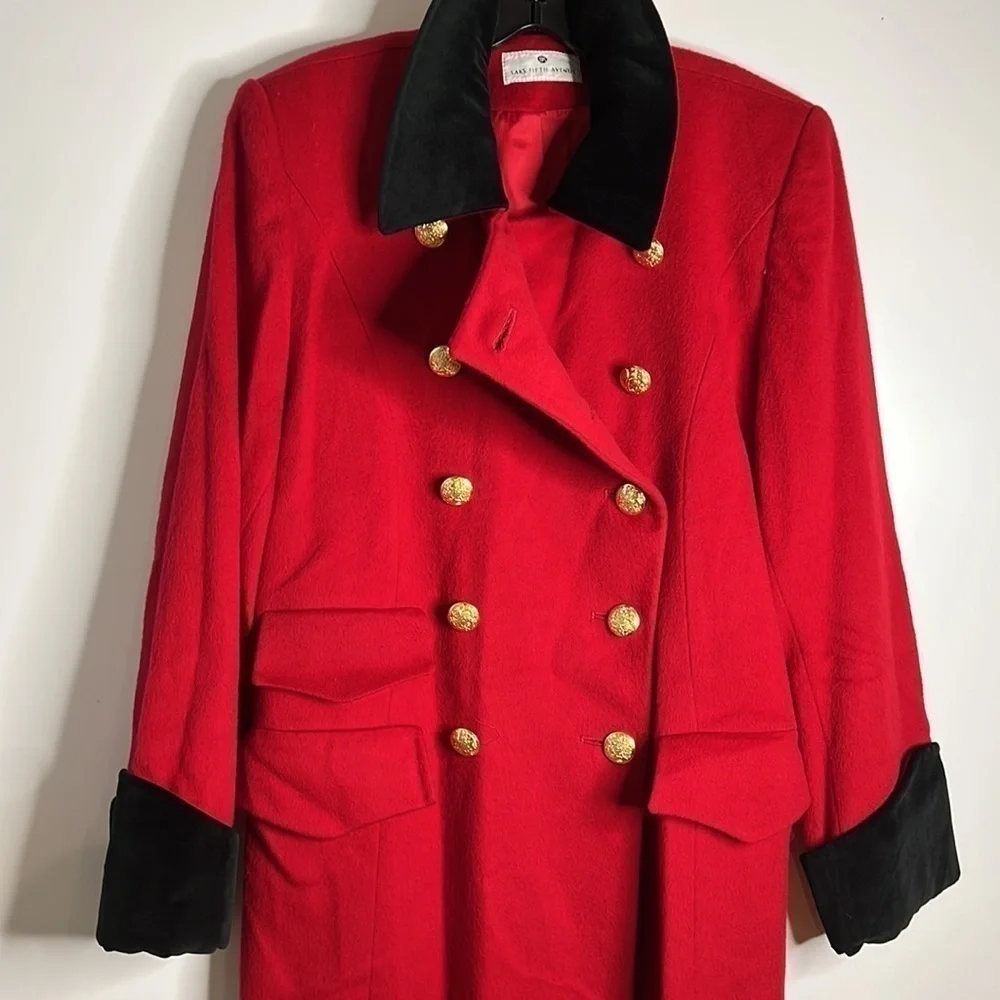 Loro Piana Sz 10 For Saks Fifth Ave Long Red Lambswool Coat